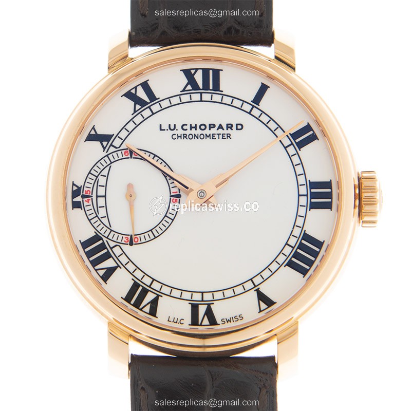 Chopard L.U.C 161963-5001 Manual Wind - 18kt Rose Gold - White Dial - Leather Brown Strap - Buckle Clasp